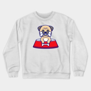 Cute Pug Eat Bone Crewneck Sweatshirt